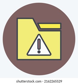 Icon Warning on Folder. suitable for User Interface symbol. color mate style. simple design editable. design template vector. simple symbol illustration