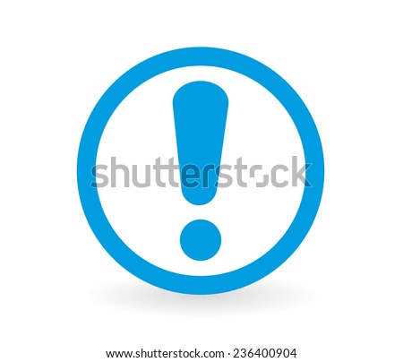 Icon of a warning sign in blue and white - Abstract vector image easy to change color.