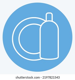 Icon Washing Dishes. suitable for Kids symbol. blue eyes style. simple design editable. design template vector. simple illustration