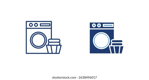 Icon of a washing machine with detergent, representing eco-friendly laundry habits and energy saving.