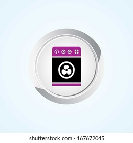 Icon of Washing Machine on Button. Eps-10.