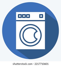 Icon Washing Machine. related to Laundry symbol. long shadow style. simple design editable. simple illustration, good for prints