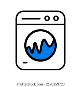 Symbol einer Waschmaschine mit Wasserschütteln im Waschbecken. Vektorgrafik.