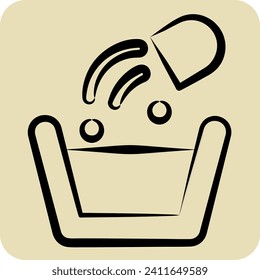 Icon Washing Poder. related to Laundry symbol. hand drawn style. simple design editable. simple illustration