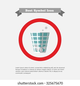 Icon of wastepaper bin with crumpled paper  balls