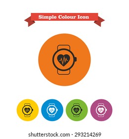 Icon of watch with heart rate monitor