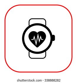 Icon Of Watch With Heart Rate Monitor