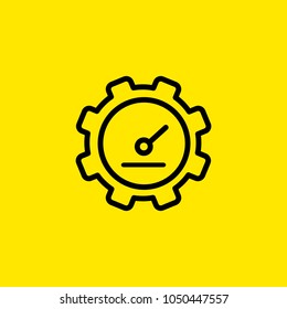 Icono del reloj en forma de rueda dentada. Reloj, rueda dentada, construcción, pantalla. Concepto de tiempo. Puede ser utilizado para temas como electrónica, máquina, maquinaria