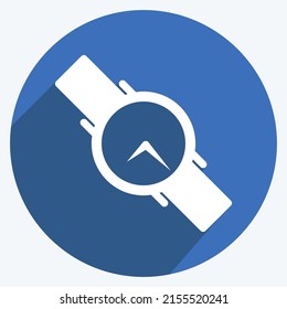 Icon Watch. suitable for beauty care symbol. long shadow style. simple design editable. design template vector. simple symbol illustration