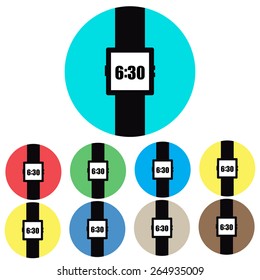 Icon watches on colored backgrounds vector