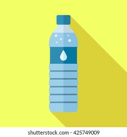 Icon Water Bottle Isolated In A Flat Style With A Long Shadow. Flat Vector Illustration Isolated Icon 