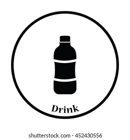 Icon of Water bottle . Thin circle design. Vector illustration.