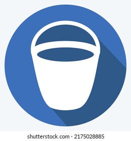 Icon Water Bucket. suitable for garden symbol. long shadow style. simple design editable. design template vector. simple symbol illustration