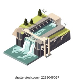 icon water dam architecture modern isolated