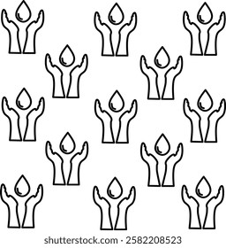 Icon of water donations design. Editable stroke with various design shapes, with a hand drawn black outline style or eco-friendly branding, water conservation campaign, and nature-related designs. 