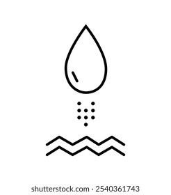 Icon water drop absorbent. Skin care deep hydration flat line icon. Moisturizing symbol. Cosmetology, hygiene, diaper, wet wipes, sanitary pads. Vector flat illustration isolated on white background.