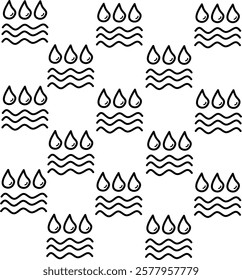 Icon of water drop design. Editable stroke with various design shapes, with a hand drawn black outline style	