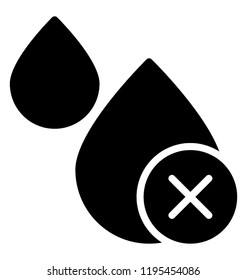 Icon of a water drop having a cross sign in it depicting water restrictions 