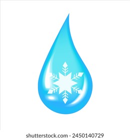 Icon water drop with snowflake. Cold water. Vector illustration