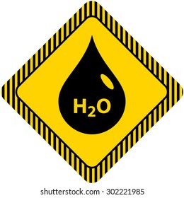 Icon of water droplet with H2O inscription