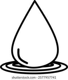 Icon of water droplets design. Editable stroke with various design shapes, with a hand drawn black outline style	