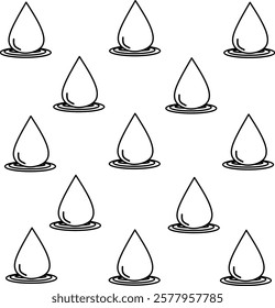 Icon of water droplets design. Editable stroke with various design shapes, with a hand drawn black outline style	