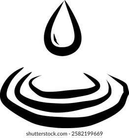 Icon of water droplets design. Editable stroke with various design shapes, with a hand drawn black outline style for aquatic and nature design