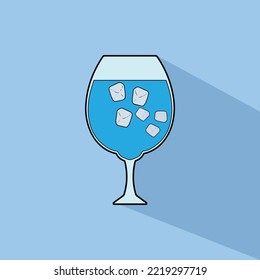 Icon Water with Ice cube Blue Background Vector 