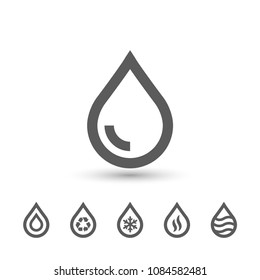 Icon Water. Isolated Vector Illustration Water Icons Of Drop, Recycle, Cold, Hot And Sea 