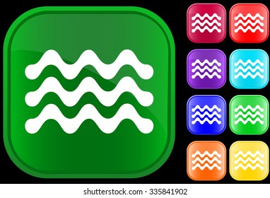 Icon of water on shiny square buttons
