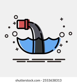 Icon water pollution. Global warming elements. Icon in MBE style.