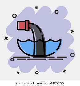 Icon water pollution. Global warming elements. Icon in comic style.