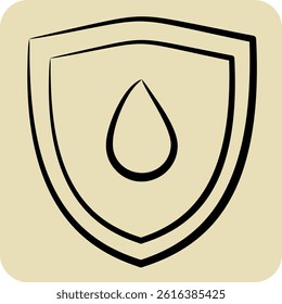 Icon Water Resistant. related to Fabric symbol. hand drawn style. design editable
