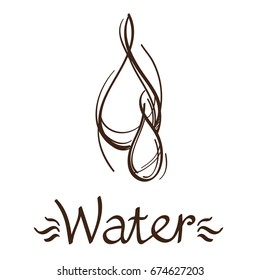 Icon Water in the style of hand-drawing. Sketch magical elements. Drawing for the design of board games, mobile applications.