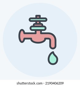 Icon Water Supply. suitable for building symbol. color mate style. simple design editable. design template vector. simple illustration