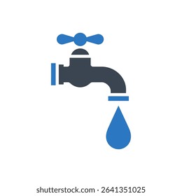 Icon of a water tap with a drop of water