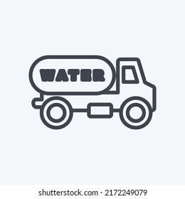 Icon Water Truck. suitable for Community symbol. line style. simple design editable. design template vector. simple symbol illustration