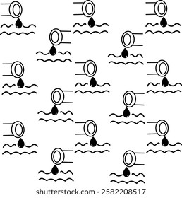 Icon of water waste design. Editable stroke with various design shapes, with a hand drawn black outline style or eco-friendly branding, water conservation campaign, and nature-related designs. 