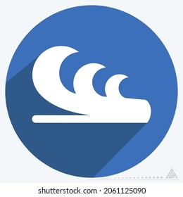 Icon Water Wave - Long Shadow Style - Simple illustration, Editable stroke, Design template vector, Good for prints, posters, advertisements, announcements, info graphics, etc.
