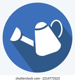 Icon Watering Pot. suitable for Garden symbol. long shadow style. simple design editable. design template vector. simple illustration