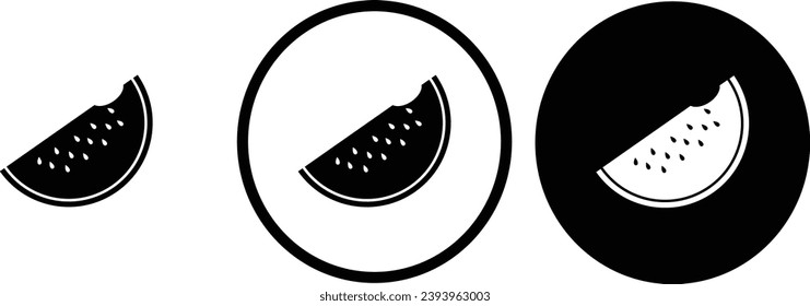 contorno negro de la sandía de icono para el diseño del sitio web 
y aplicaciones móviles en modo oscuro 
Ilustración vectorial en fondo blanco