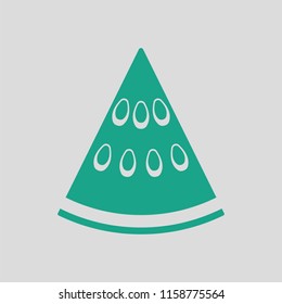 Icon of Watermelon. Gray background with green. Vector illustration.
