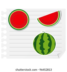 Icon watermelon on a blank notepad vector illustration design element