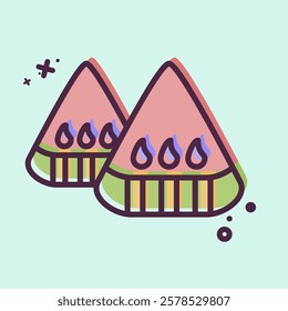 Icon Watermelon. related to Summer symbol. MBE style. design editable