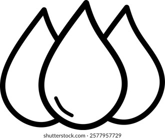 Icon of waters design. Editable stroke with various design shapes, with a hand drawn black outline style	