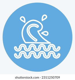 Icon Wave. related to Hawaii symbol. blue eyes style. simple design editable. vector