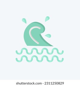Icon Wave. related to Hawaii symbol. flat style. simple design editable. vector