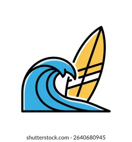 icon of a wave and surfing board