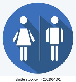 Icono WC. adecuado para el símbolo City Park. estilo de sombra larga. diseño simple editable. vector de plantilla de diseño. ilustración simple