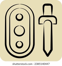 Symbolwaffe. mit dem keltischen Symbol in Zusammenhang stehen. handgezeichnet. einfaches Design bearbeitbar. einfache Abbildung